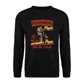 Feuerwehr Papa Feuerwehrmann - Unisex Pullover - Schwarz - Vorne - Alina (178cm) & Michal (187cm)
