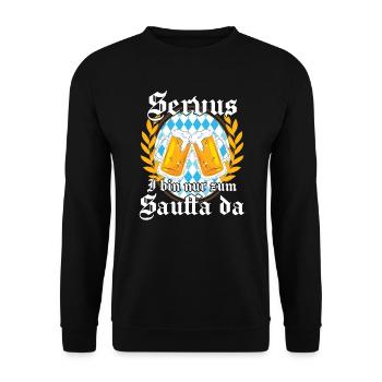 Bayern Volksfest Bier Saufen Lederhose - Unisex Pullover - Schwarz - Vorne - Alina (178cm) & Michal (187cm)