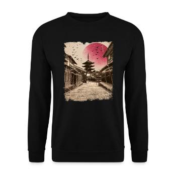 Japan Vintage Kyoto japanische Kunst - Unisex Pullover - Schwarz - Vorne - Alina (178cm) & Michal (187cm)