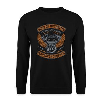 Motorrad Vintage Lustiger Spruch Alter Mann - Unisex Pullover - Schwarz - Vorne - Alina (178cm) & Michal (187cm)