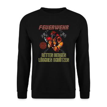 Feuerwehr Retten Löschen Bergen Schützen - Unisex Pullover - Schwarz - Vorne - Alina (178cm) & Michal (187cm)