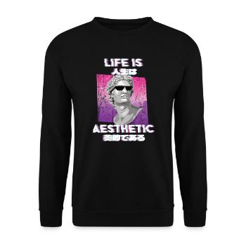 Vaporwave 80s Retro Aesthetic Vintage - Unisex Sweatshirt - black - Front - Alina (178cm) & Michal (187cm)