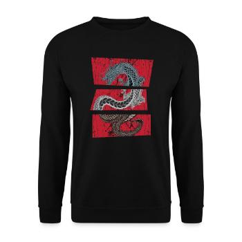Japan Vintage Anime japanischer Drache - Unisex Pullover - Schwarz - Vorne - Alina (178cm) & Michal (187cm)