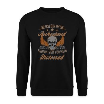 Rente Motorrad Rentner Spruch Vintage - Unisex Pullover - Schwarz - Vorne - Alina (178cm) & Michal (187cm)