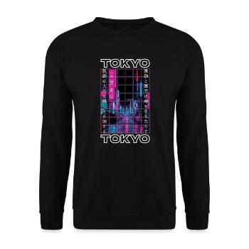 Japan 80s Retro Tokyo Aesthetics Vaporwave - Unisex Sweatshirt - black - Front - Alina (178cm) & Michal (187cm)