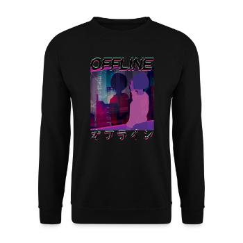 80s Retro Vaporwave Aesthetic Offline Glitch - Unisex Sweatshirt - black - Front - Alina (178cm) & Michal (187cm)