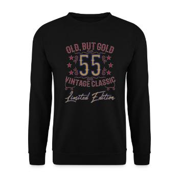 55. Geburtstag Vintage lustiger Spruch - Unisex Pullover - Schwarz - Vorne - Alina (178cm) & Michal (187cm)