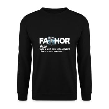 FATHOR Definition Fa Thor Vatertag T-Shirt - Unisex Pullover - Schwarz - Vorne - Alina (178cm) & Michal (187cm)