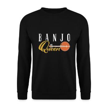 Banjo spielen Banjospieler Musik Instrument - Unisex Pullover - Schwarz - Vorne - Alina (178cm) & Michal (187cm)