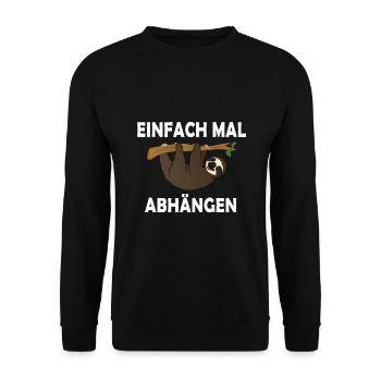 Faultier - Einfach mal abhängen - Unisex Pullover - Schwarz - Vorne - Alina (178cm) & Michal (187cm)