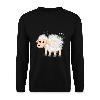 Landwirt Bauer Comic Cartoon Schafwolle Schafe - Unisex Pullover - Schwarz - Vorne - Alina (178cm) & Michal (187cm)