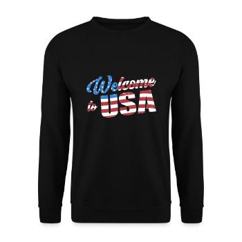 Welcome to USA - Unisex Sweatshirt - black - Front - Alina (178cm) & Michal (187cm)