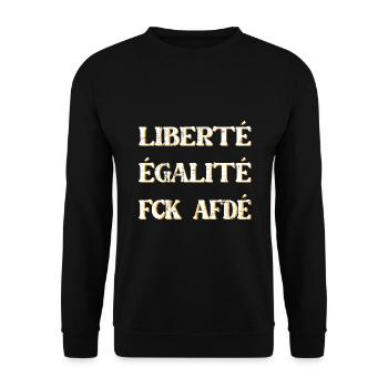 Liberté Egalité FCK AFDÉ - Unisex Pullover - Schwarz - Vorne - Alina (178cm) & Michal (187cm)