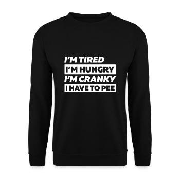 Im Tired and Hungry Shirt-Pregnancy Announcement - Unisex Pullover - Schwarz - Vorne - Alina (178cm) & Michal (187cm)