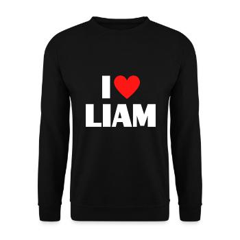 I Love Liam Red Heart Love Fan Gift - Unisex Sweatshirt - black - Front - Alina (178cm) & Michal (187cm)