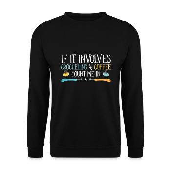 Kaffee & Häkeln - Unisex Pullover - Schwarz - Vorne - Alina (178cm) & Michal (187cm)