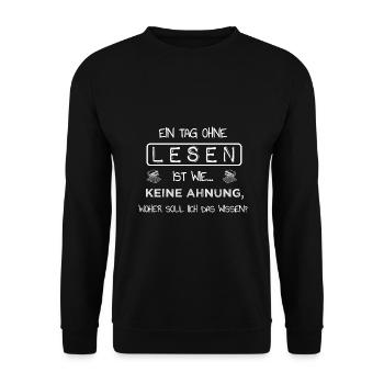 Lesen Buchhandlung Bücherei Literatur Leseratte - Unisex Pullover - Schwarz - Vorne - Alina (178cm) & Michal (187cm)