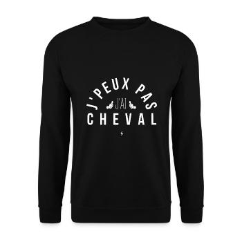 J Peux Pas J Ai Cheval - Sweat-shirt Unisexe - noir - Devant - Alina (178cm) & Michal (187cm)