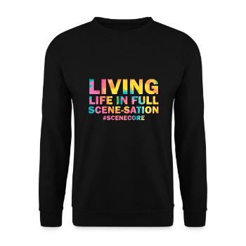 Lustiger Szenenkern - Unisex Pullover - Schwarz - Vorne - Alina (178cm) & Michal (187cm)
