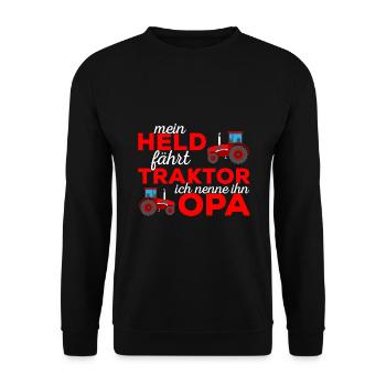 Landwirt Bauer Trecker Traktor Bauernhof Hof Opa - Unisex Pullover - Schwarz - Vorne - Alina (178cm) & Michal (187cm)