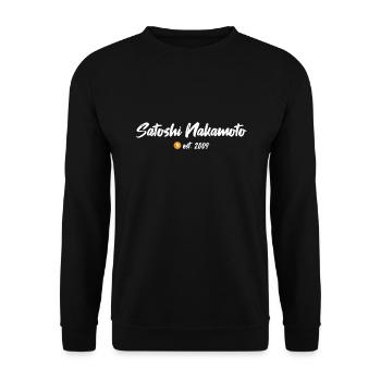 Satoshi Nakamoto est. 2009 Blockchain Bitcoin - Sweat-shirt Unisexe - noir - Devant - Alina (178cm) & Michal (187cm)