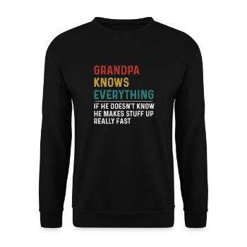 Opa weiß alles T-Shirt, lustiger Opa Gi - Unisex Pullover - Schwarz - Vorne - Alina (178cm) & Michal (187cm)