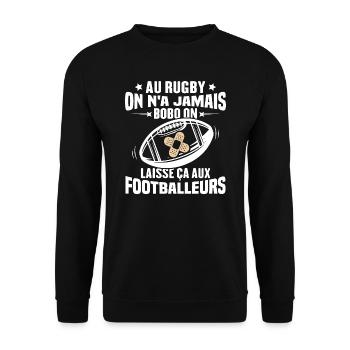 Cadeau humour pour joueur de rugby - Sweat-shirt Unisexe - noir - Devant - Alina (178cm) & Michal (187cm)