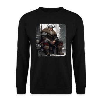 Proud Viking Warrior Germanic - Unisex Sweatshirt - black - Front - Alina (178cm) & Michal (187cm)