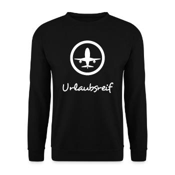 Urlaubsreif - hell - Unisex Pullover - Schwarz - Vorne - Alina (178cm) & Michal (187cm)