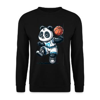 Cute Basketball Player Panda - Unisex Pullover - Schwarz - Vorne - Alina (178cm) & Michal (187cm)