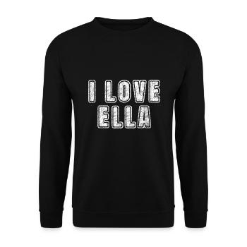 Love Ella Retro Herz Name Liebe Text Spruch - Unisex Pullover - Schwarz - Vorne - Alina (178cm) & Michal (187cm)