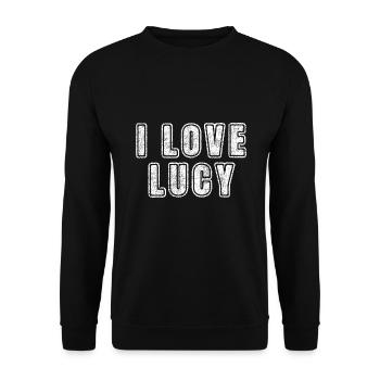 Love Lucy Retro Herz Name Liebe Text Spruch - Unisex Pullover - Schwarz - Vorne - Alina (178cm) & Michal (187cm)