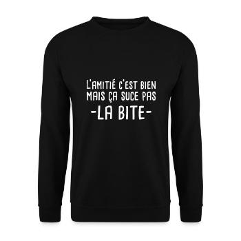 Citation drôle sexe humour bite - Sweat-shirt Unisexe - noir - Devant - Alina (178cm) & Michal (187cm)
