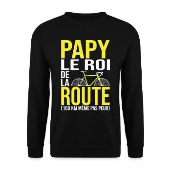 Papy Cycliste vélo grand père velo - Sweat-shirt Unisexe - noir - Devant - Alina (178cm) & Michal (187cm)
