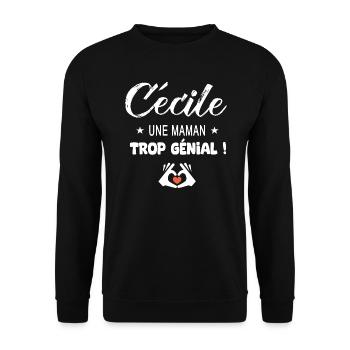 Cécile Cadeau pour une maman génial - Sweat-shirt Unisexe - noir - Devant - Alina (178cm) & Michal (187cm)