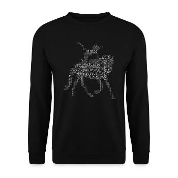 Herren Pferdeperformance Kunstturnen auf dem Pferd - Unisex Pullover - Schwarz - Vorne - Alina (178cm) & Michal (187cm)