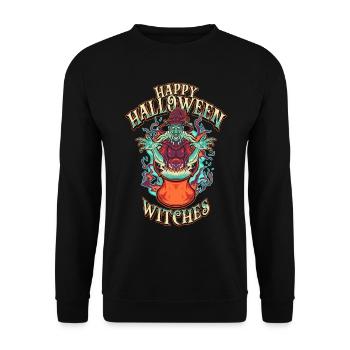 Halloween Hexe - Unisex Pullover - Schwarz - Vorne - Alina (178cm) & Michal (187cm)