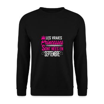 Septembre - Anniversaire - Princess - 2 - Unisex Sweatshirt - black - Front - Alina (178cm) & Michal (187cm)