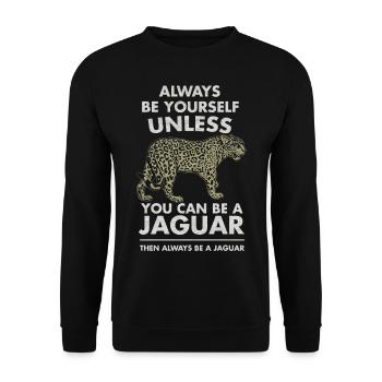 Jaguar Safari Cat Leopard Animal Panther Gift - Unisex Sweatshirt - black - Front - Alina (178cm) & Michal (187cm)