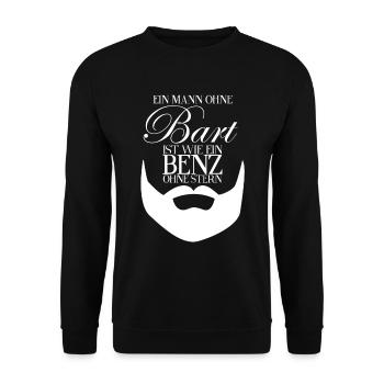 Mann ohne Bart - Nein! - Bart Spruch Geschenk - Unisex Pullover - Schwarz - Vorne - Alina (178cm) & Michal (187cm)