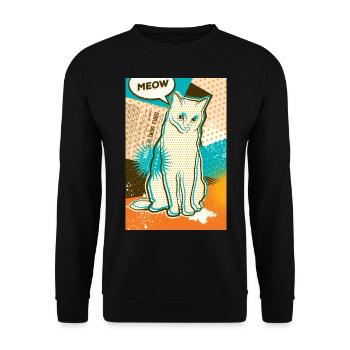 Chat MEOW, pop art, collage - Sweat-shirt Unisexe - noir - Devant - Alina (178cm) & Michal (187cm)