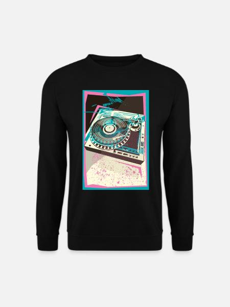I LOVE VINYL, Pop Art, Turntable, Plattenspieler - Unisex Pullover - Schwarz