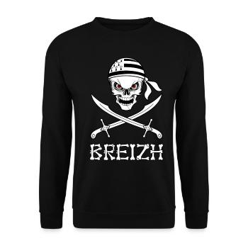 Bretagne - Breizh 18 - Sweat-shirt Unisexe - noir - Devant - Alina (178cm) & Michal (187cm)