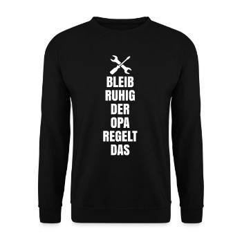 Opa regelt das - Unisex Pullover - Schwarz - Vorne - Alina (178cm) & Michal (187cm)