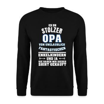 Stolzer Opa von unglaublichen Enkelkindern - Unisex Pullover - Schwarz - Vorne - Alina (178cm) & Michal (187cm)