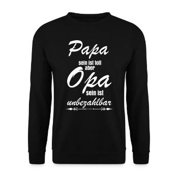 Opa sein ist unbezahlbar - Unisex Pullover - Schwarz - Vorne - Alina (178cm) & Michal (187cm)