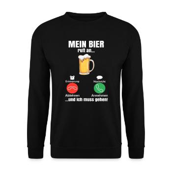 Mein Bier ruft an... - Unisex Pullover - Schwarz - Vorne - Alina (178cm) & Michal (187cm)