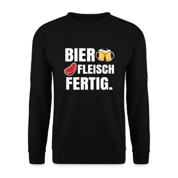 Bier Fleisch fertig - Unisex Pullover - Schwarz - Vorne - Alina (178cm) & Michal (187cm)