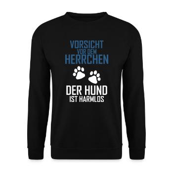 Vorsicht vor dem Herrchen - Unisex Pullover - Schwarz - Vorne - Alina (178cm) & Michal (187cm)