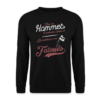 Tatoué - Sweat-shirt Unisexe - noir - Devant - Alina (178cm) & Michal (187cm)